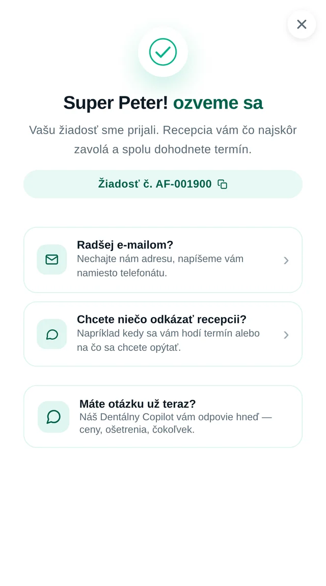 2. Klikne „Mám záujem“ — žiadosť je u recepcie
